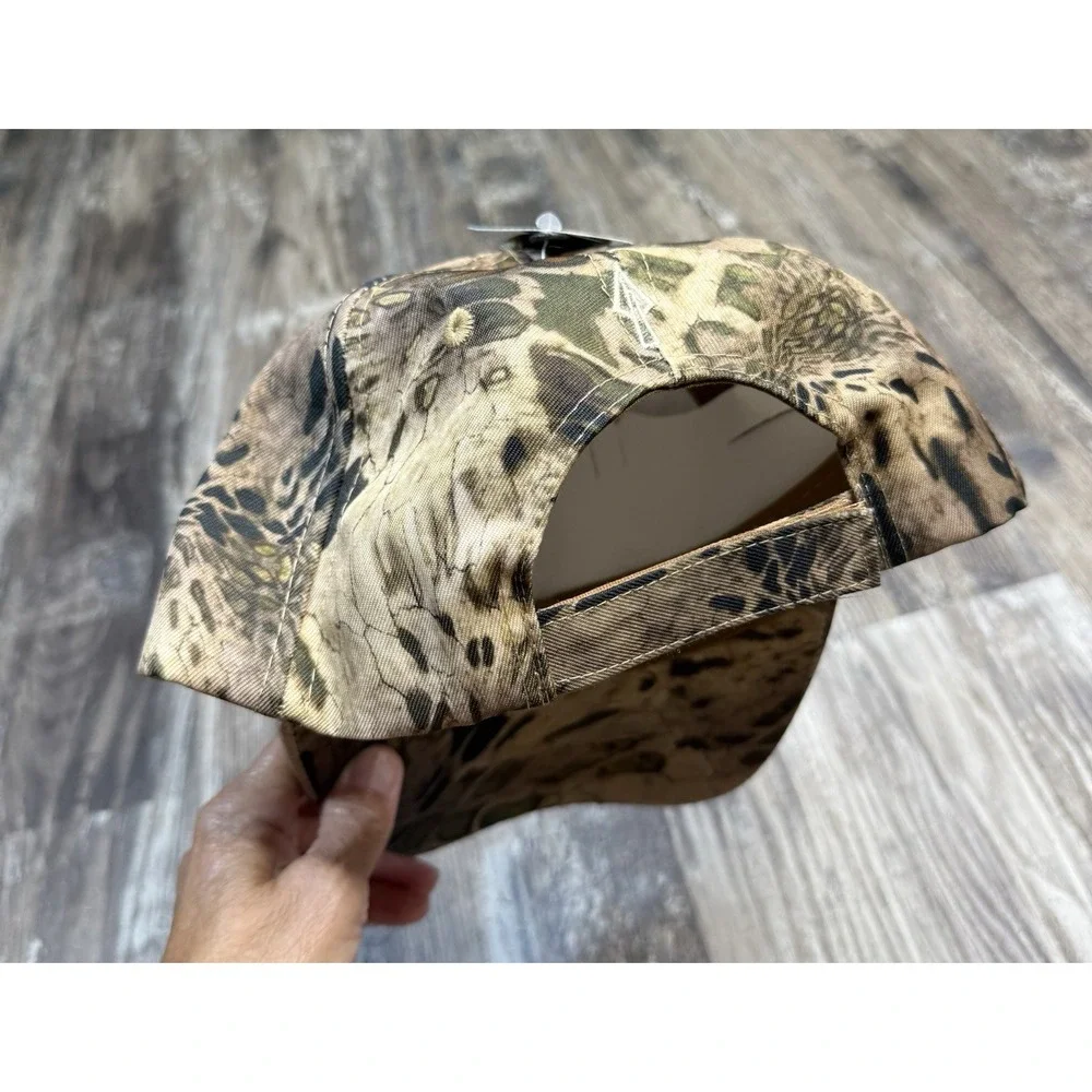 USA Flag Strap Back Baseball Hat One Size Camo Embroidered Hunting Fishing Pugs - Picture 6 of 6